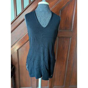 Ellen Tracy Womens Sleeveless Ribbed Knit Top Large Black